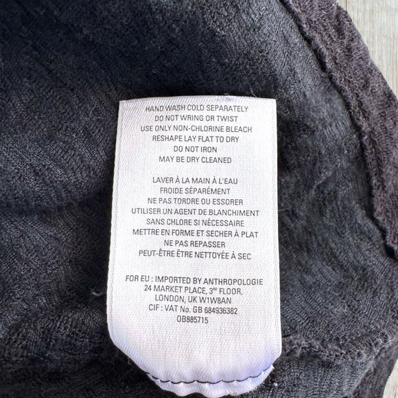 Ett:twa Anthropologie Wesley Black Square Neck Textured Jacquard Knit Peplum Top - Picture 5 of 5